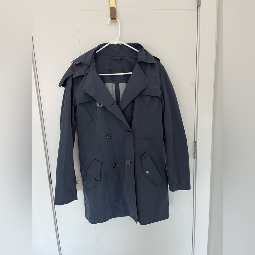 ADD Navy Blue Double-Breasted Trench Coat